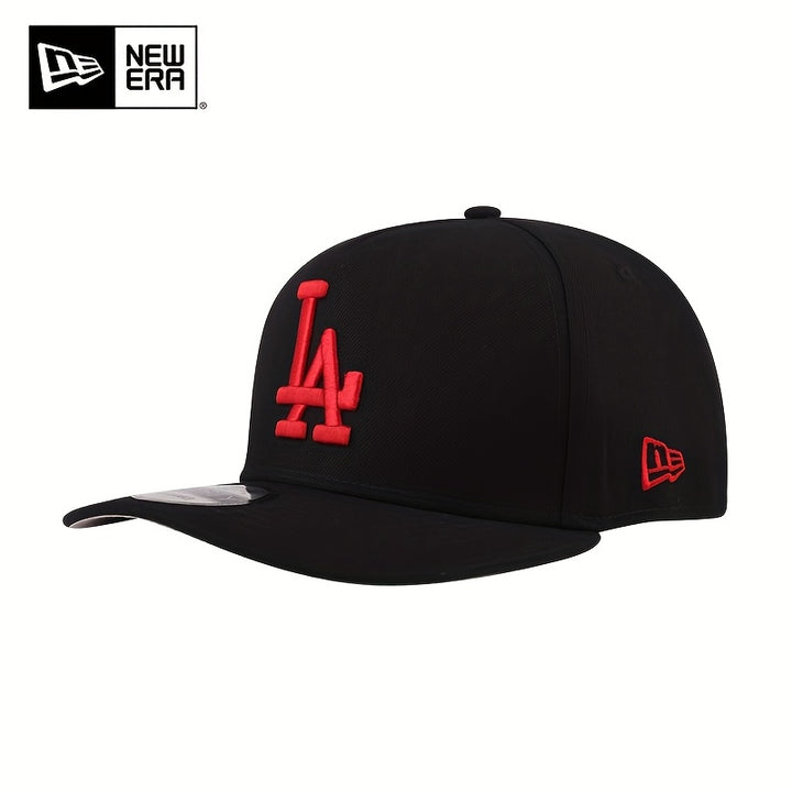 Gorra de camionero New Era Black Hard Top con letras de LA - Snapback ajustable, ligera y cálida, diseño deportivo unisex para hombres y mujeres, perfecta para actividades al aire libre