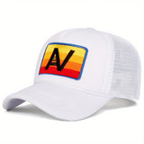 Gorra de béisbol de cinco paneles de malla para hombres con cierre de presión ajustable, poliéster ligero, ideal para al aire libre, viajes, playa y ropa casual, accesorios de viaje | Sombreros ajustables | Sombreros ligeros