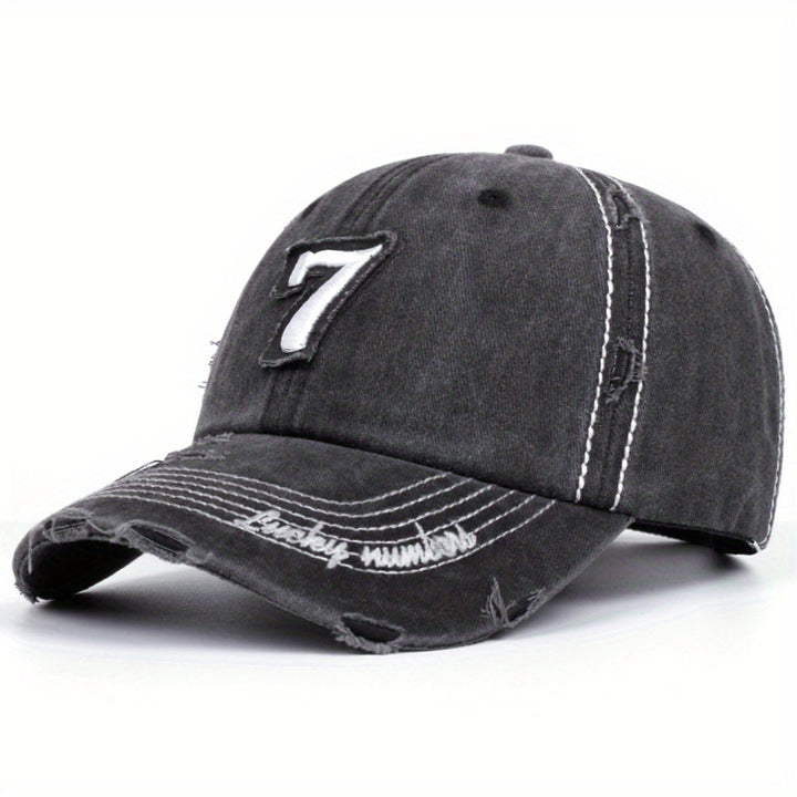 Gorra de Béisbol Casual para Hombre con Número 7 Bordado - Ligera, Ajustable para Actividades al Aire Libre, Senderismo y Regalos