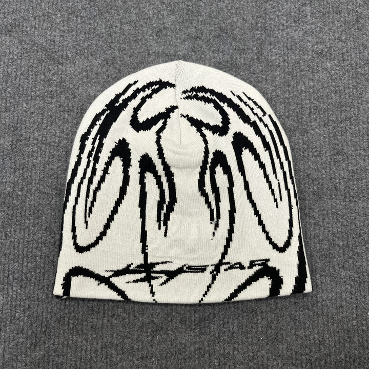 Gorra tejida estilo Y2K con estampado hip-hop para hombres y mujeres, gorro deportivo casual sin visera