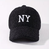 1pc Gorra de Béisbol de Forro Polar de Nueva York - Cierre Ajustable de Gancho y Bucle, Gorro de Invierno Marrón Sólido y Cálido, Ligero y Abrigado para Viajes al Aire Libre y Uso Casual, Gorra de Forro Polar Lavable a Máquina