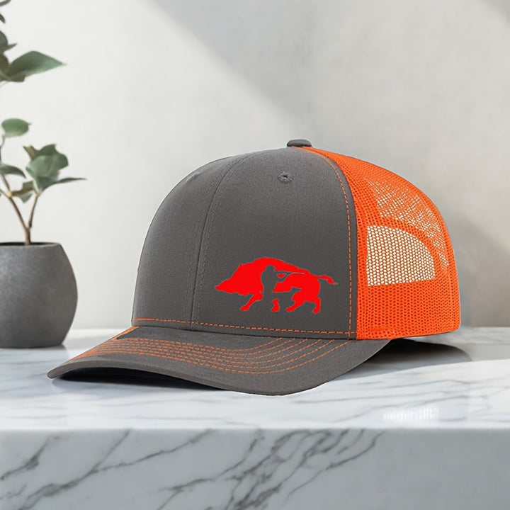 Gorra de Béisbol Unisex Ajustable con Estampado de Jabalí Audaz - Gorra Trucker Transpirable para Hombres y Mujeres, Accesorio de Golf, Pesca, Deportes al Aire Libre, Sombrero Elegante, Ropa Duradera