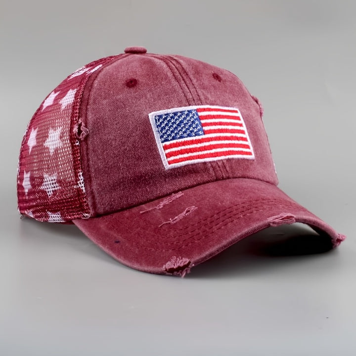 Gorra de Béisbol Unisex con Bandera Americana - Visor de Malla Estilosa y Sencilla, Sombrero de Ala Curvada para Deportes al Aire Libre y Fitness. Idea de Regalo Perfecta para Papá