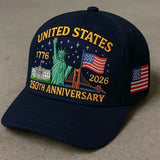 Gorra Snapback con Estatua de la Libertad y Bandera del 250º Aniversario - /Marrón con Letras Doradas, Sombrero Conmemorativo 1776-2026, Ligero y Ajustado para el 4 de Julio, Fiestas y Eventos Históricos (Coleccionable de Apariencia Oficial)
