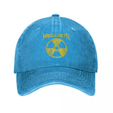 Gorra de Béisbol de la Banda de Rock Metálico Nuclear Retro Megadeth | Gorra Snapback Desgastada Unisex | Ajustable, Ligera y Lavable a Máquina | Negra con Diseño del Símbolo de Radiación Amarillo | Accesorio Deportivo para Exteriores para Hombres y Mujer