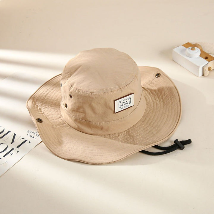 1 sombrero de cubo de protección solar para niños de secado rápido - Beige, correa ajustable para el mentón, nylon ligero, ideal para actividades al aire libre y acampar, edades 3