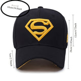 1 Gorra de béisbol de Superman de la Liga de la Justicia de Warner - con logo dorado 'S', ligera, parte trasera de malla transpirable, ajuste ajustable, cierre con cordón, perfecta para deportes al aire libre