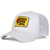 Gorra de béisbol floral para hombres, TEN UN BUEN DÍA, moda de malla de verano, sombrero de camionero para protección solar al aire libre, ajustable, gorra casual para primavera, otoño, viajes, playa y vacaciones