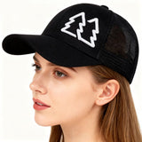 Gorra Trucker Bordada con Árbol de Pino para Hombre y Mujer - Parte Trasera de Malla Transpirable, Cierre Ajustable con Cierre a Presión, Gorra Ligera para Todas las Estaciones con Diseño de Árbol de Pino, Sombrero Casual