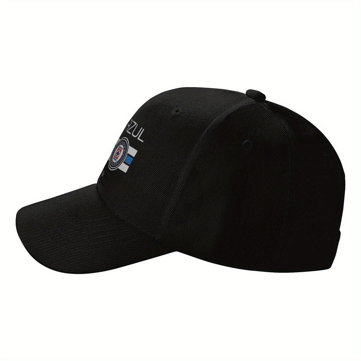 1pc Gorra de Béisbol del Club Atlético The Blue Cross - Ajustable, Gorra de Sol de Poliéster Transpirable con Visera Curva para Hombres y Mujeres, Visera Casual Y2K Ligera, Negra con Rayas Azules y Blancas, Diseño de Logo, Gorra de Sol Casual | Visera | T