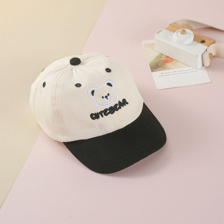 1 pieza, gorra de béisbol para bebés, estilo primavera y otoño, 1-3 años, moda, gorra bordada con oso y pico de pato para niños, gorra de sol para niñas al aire libre.