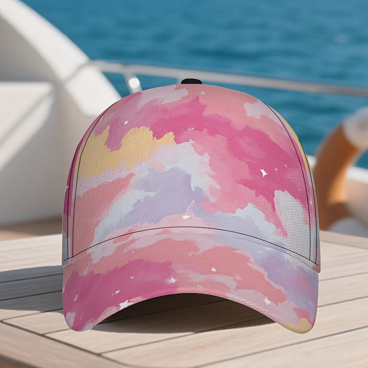 1 Gorra Snapback Ajustable con Estampado de Nubes 2D - Diseño Vibrante en Frente, Parte Trasera y Lados, Ligera de Poliéster para Deportes, Running, Gimnasio y Streetwear - Estilo Casual Mejorado