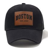 Sombrero de camionero Boston Est. 1997 - Espalda de malla transpirable, ala curva para protección solar, sombrero de béisbol casual para hombres y mujeres, poliéster, sombrero de pesca