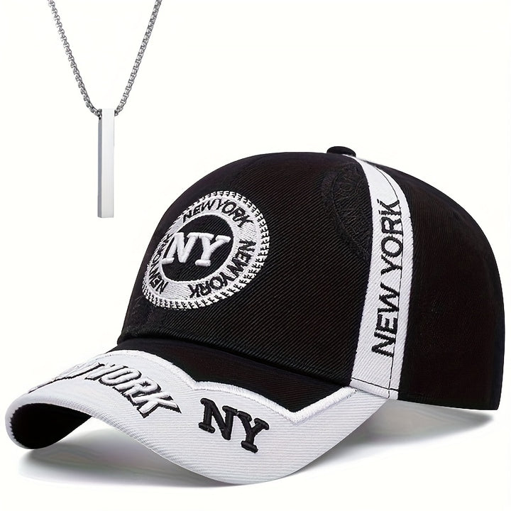 2 piezas Gorra de Béisbol con Estampado Táctico Camuflaje NY y Colgante Faith Bar para Hombres, Adecuada para Escalada, Accesorios de Ciclismo, Fiesta de Navidad