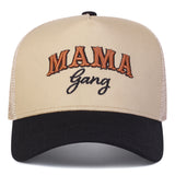 1 Gorra de Béisbol MAMA Gang para Hombre, Gorra de Malla Ajustable de Cinco Paneles para Exteriores, Casual, Primavera, Otoño, Viajes, Vacaciones en la Playa, Accesorios de Cabeza de Otoño,Moda de Primavera,Estilo Streetwear,Diseño a la Moda,Malla Transpi