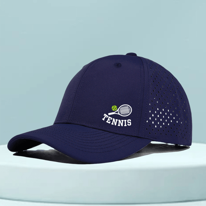 1 Gorra de Tenis de Secado Rápido para Hombre con Raqueta de Tenis y Estampado de Tenis - Parte Trasera de Malla Transpirable, Ajuste Estructurado para Tenis, Golf, Running, Deportes al Aire Libre - Sombrero Casual Ligero para Hombre, Diseño Deportivo, Co