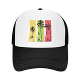 Gorra de Béisbol Ajustable de Malla Transpirable con Grafiti de Palmeras Vibrantes - Estilo Hip-Hop, Sombrero de Playa de Verano para Hombres y Mujeres, Lavable a Máquina