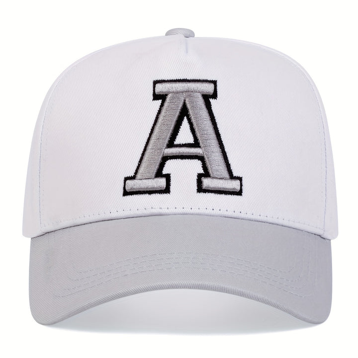 Gorra de Béisbol Bordada con Letra A para Mujer, Sombrero Deportivo de Cinco Lados Ajustable Casual para Viajes al Aire Libre y Playa en Primavera y Otoño