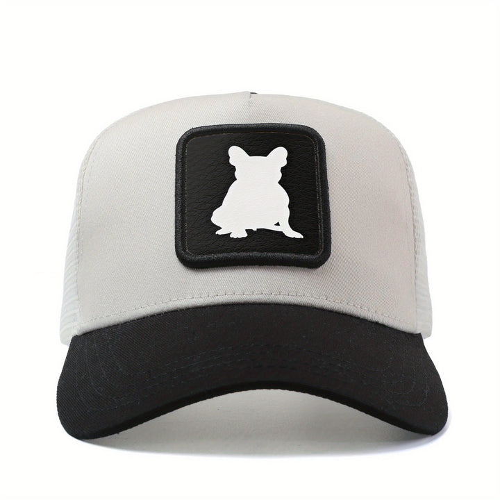 Gorra de béisbol para hombres y mujeres con malla trasera, gorra ajustable estilo French Bulldog Head Tilt, gorra de camionero hip hop anime cartoon, gorra transpirable de verano para exteriores