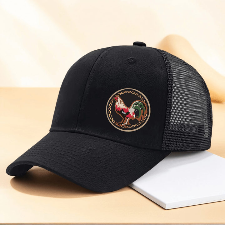 Gorra de béisbol deportiva para hombre con estampado de gallo, de malla transpirable y ajustable, ideal para pesca y actividades al aire libre, con visera curva, unisex