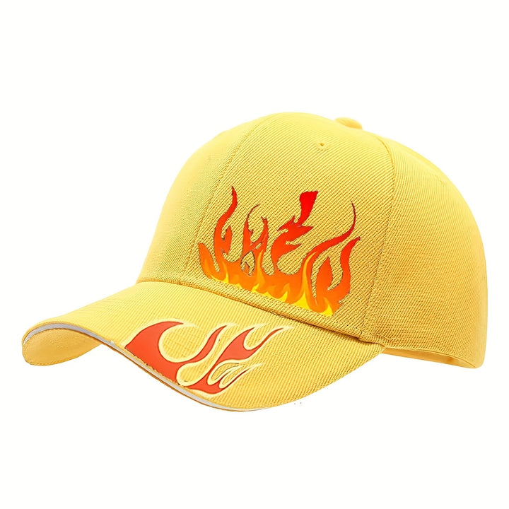 Gorra de béisbol para hombre, 1 unidad, ligera con diseño de llamas vibrantes, tejido transpirable y sin estirar, ideal para streetwear, ciclismo y viajes, lavable a mano, ajustable, accesorio urbano, cómoda