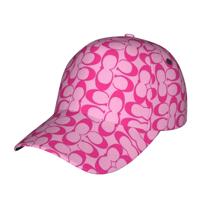 1pc Gorra Trucker con Estampado Completo de Logo Rosa - Gorra Ajustable Unisex con Diseño de Logo Blanco, Ala Ancha Ligera para Hombres y Mujeres, Deportes Casuales al Aire Libre , Patrón de Logo Rosa (Lavable a Máquina)