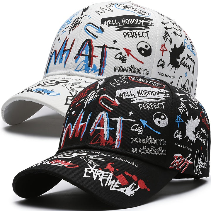 Conjunto de dos piezas, gorra de béisbol con sombra solar y diseño de grafiti para usar todo el año, deportes al aire libre, viajes, regalo