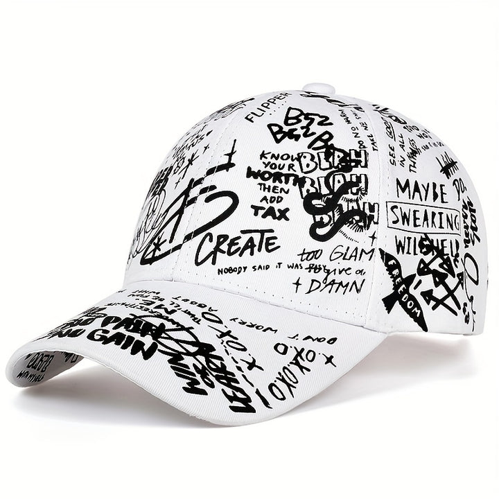 1Pza, Gorra De Béisbol De dibujo De Letras Para Hombres, Sombrero Casual Ajustable Al Aire Libre Con Protección Solar, ideal Para Viajes De Primavera Y Otoño Y Fiestas En La Playa