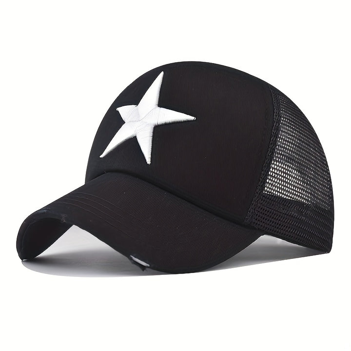 Red hueca de moda transpirable con estrellas y bordado exquisito, ideal para atuendos casuales, viajes al aire libre, deportes como ciclismo o conducción