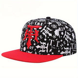 1 gorra de béisbol con bordado de letras góticas para hombre, ajustable con broche, sombrero deportivo retro al aire libre con frases motivacionales, gorra unisex para uso casual (negro/rojo/blanco), gorra de protección solar, estilo gótico, tela trans...