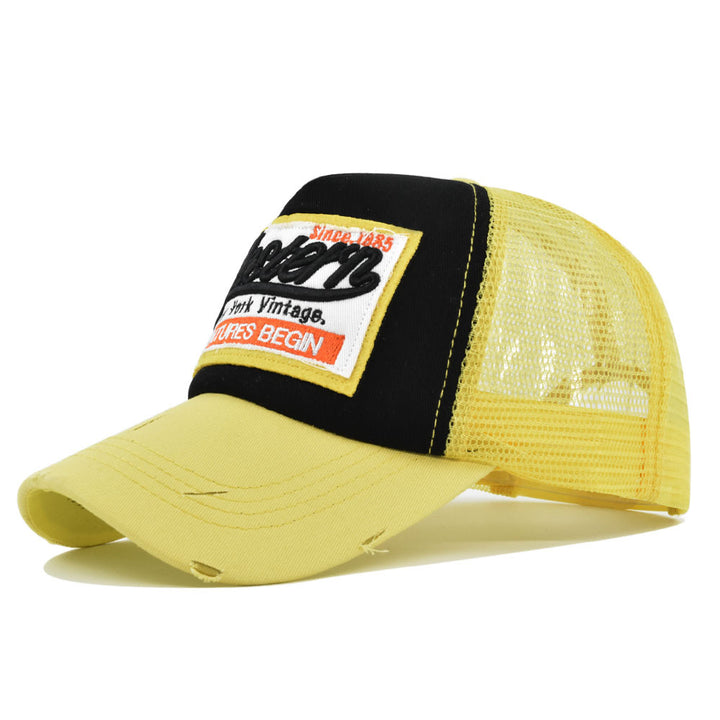 Gorra de béisbol retro para hombre con bordado, malla transpirable, ajustable, estilo hip hop, ideal para pesca y senderismo al aire libre