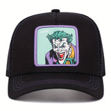 Gorra de béisbol bordada Warner Bros DC JOKER para hombres y mujeres, ideal para eventos deportivos al aire libre, con diseño de malla y un elegante estilo de gorra de camionero.