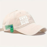 Gorra de béisbol negra con bordado 'COOL LITTLE DUDE' - Poliéster ligero, estilo casual, lavable a mano, tejido no elástico, ideal para hombres y mujeres, ropa de diario | Gorra de estilo casual | Sombrero ligero