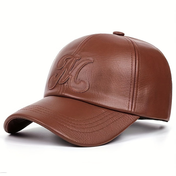 1 gorra de béisbol unisex estilo británico en piel PU, ajustable y transpirable para otoño e invierno
