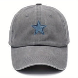 1 Gorra Ajustable con Estampado de Estrella Azul de Cinco Puntas - Sombrero Ligero Retro Unisex para Viajes, Camping y Fiestas, Correa Ajustable, Lavable a Mano, Regalo Perfecto para Papá (Día del Padre, Graduación, Acción de Gracias), Material No Elástic