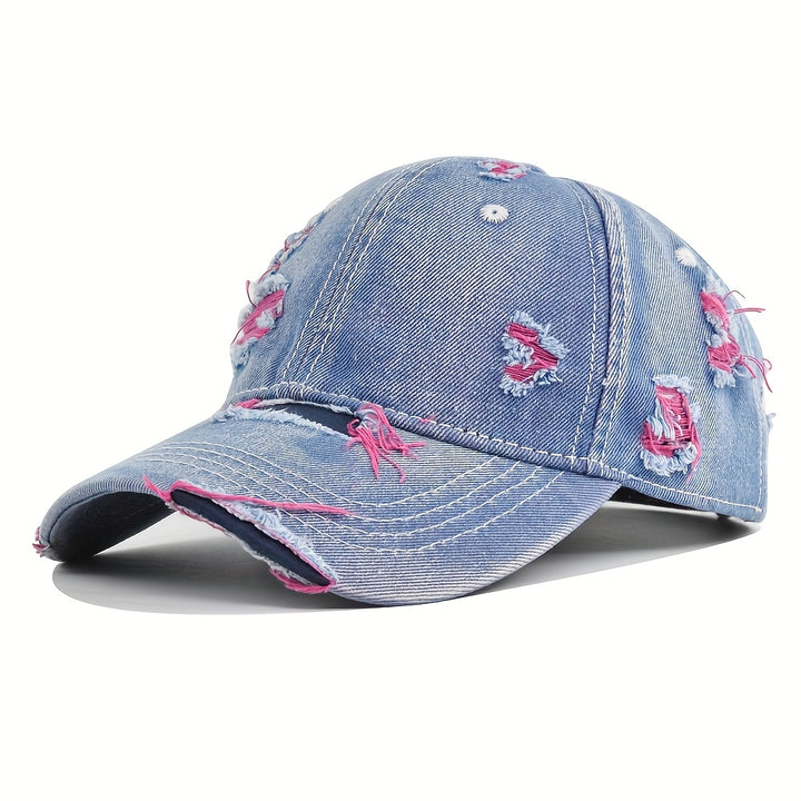 Gorra De Béisbol Creativa Personalizada De Mezclilla Desgastada Retro Desgarrada, De Moda, Para Mujeres Y Hombres