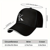 1 pieza de gorra de béisbol ajustable con texto blanco de Calvin y líneas, gorra de camionero unisex