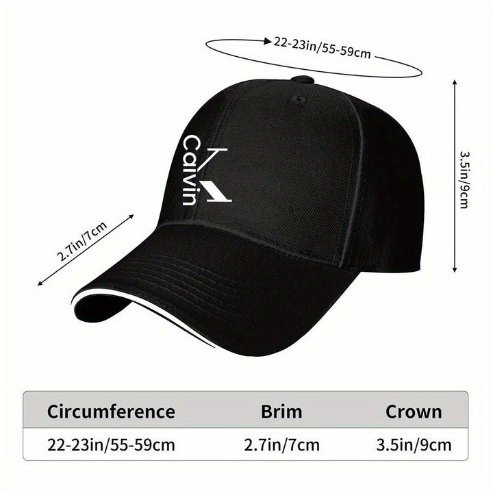 1 pieza de gorra de béisbol ajustable con texto blanco de Calvin y líneas, gorra de camionero unisex