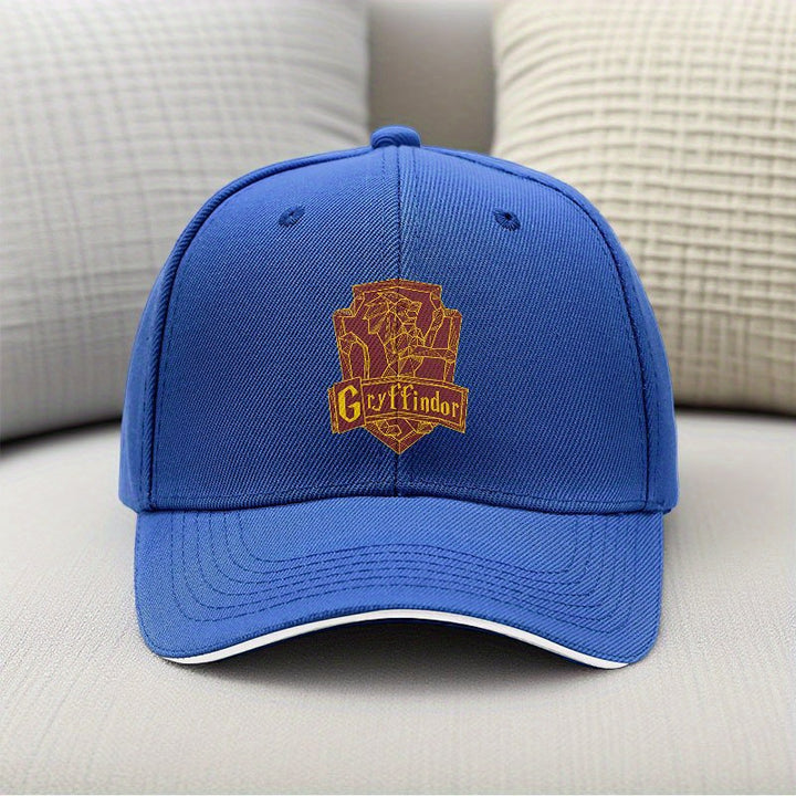 1 pieza de sombrero de camionero WB Harry Potter - Sombrero ajustable con cierre de plástico y cimera dorada de Gryffindor, sombrero ligero de protección solar para hombres y mujeres, sombrero casual negro para correr, fiestas, eventos temáticos - Regalo