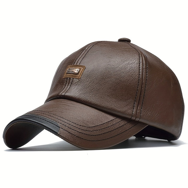 Gorra de Béisbol de Cuero Sintético para Hombre - Ajustable, Protector Solar y Ajuste Elástico para Actividades al Aire Libre