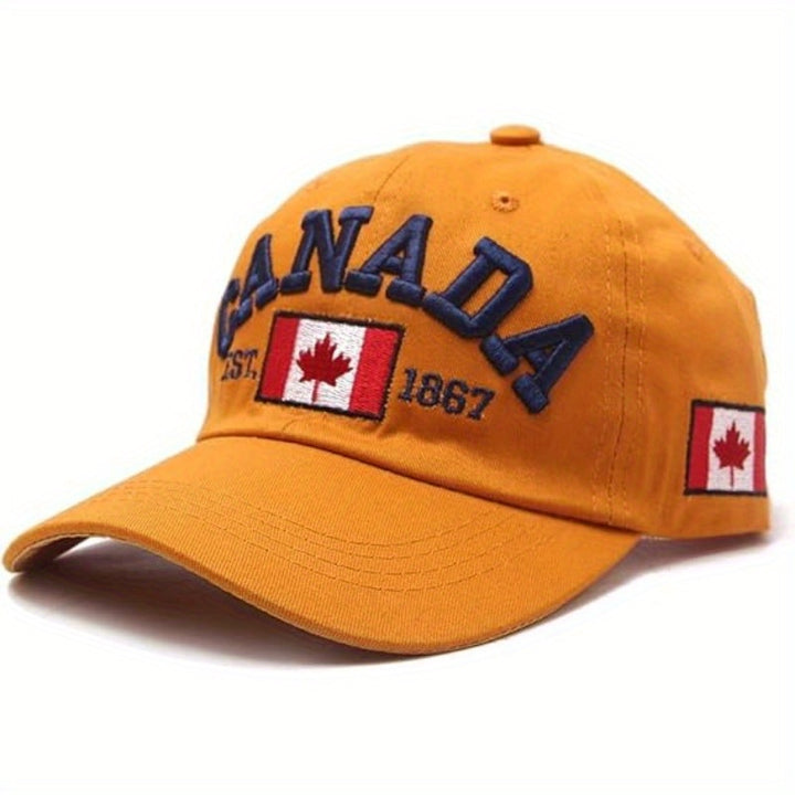 1x Gorra de Béisbol Hoja de Arce, Sombrero de Golf Ajustable con Bandera Canadiense para Hombre