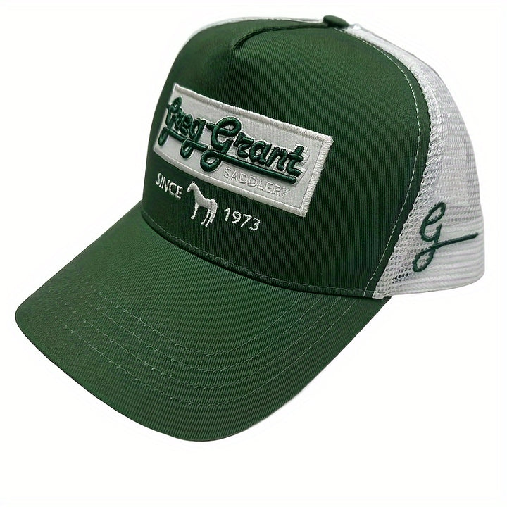 1 gorra de béisbol alta para hombre, elegante con letras bordadas y diseño de animal, verano transpirable de malla, mezcla de poliéster y algodón liviana (70% algodón, 30% poliéster), tela sin estirar, solo lavado a mano