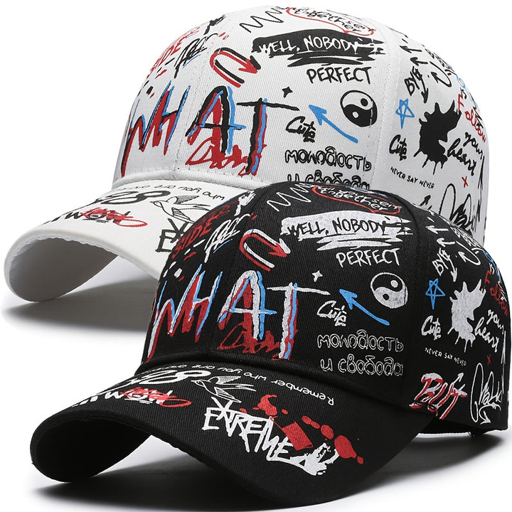 Conjunto de dos piezas, gorra de béisbol con sombra solar y diseño de grafiti para usar todo el año, deportes al aire libre, viajes, regalo