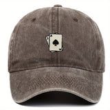 Gorra de béisbol lavada con diseño bordado de cartas, ajustable para hombres y mujeres