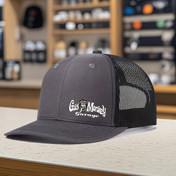 Gorra de béisbol unisex con estampado de gorila de dibujos animados de MAKEFGE - Espalda de malla transpirable ajustable, diseño de contraste negro y blanco, gorra deportiva de verano para hombres y mujeres, poliéster duradero, ropa casual para fiestas, g