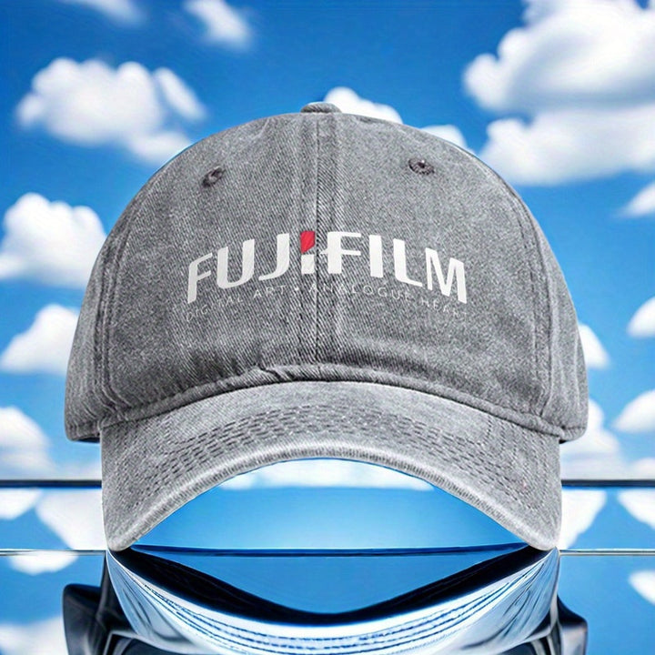 1 sombrero de camionero FUJIFILM - Ajuste ajustable, negro con logotipo blanco, perfecto para senderismo, ciclismo y diversión al aire libre, material de poliéster, lavable a mano, accesorios para senderismo