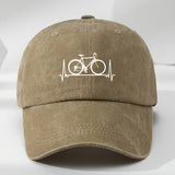 Gorra de Béisbol Clásica Lavada para Hombre MAKEFGE con Estampado de Bicicleta - Poliéster Suave y Transpirable para Deportes al Aire Libre y Uso Casual