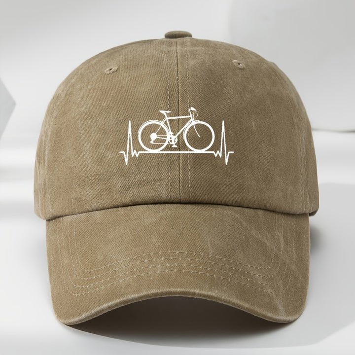 Gorra de Béisbol Clásica Lavada para Hombre MAKEFGE con Estampado de Bicicleta - Poliéster Suave y Transpirable para Deportes al Aire Libre y Uso Casual