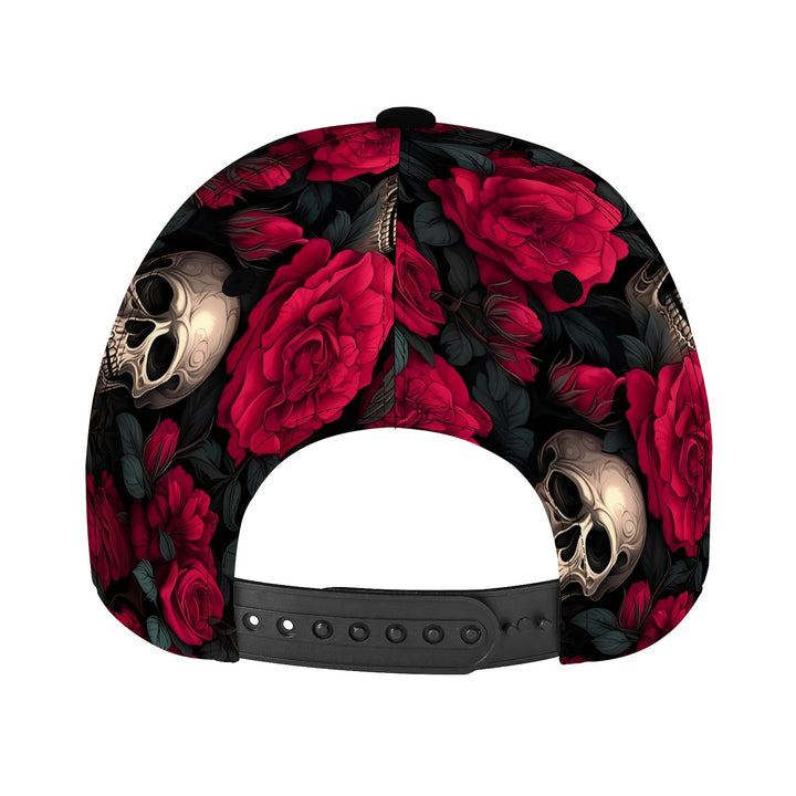 1pc Gorra de béisbol de hip-hop con estampado de calavera floral, ajustable, protección solar, transpirable, sombrero casual, accesorio de moda para viajes, fiestas de playa, actividades al aire libre, regalo de San Valentín - 100% poliéster, estilo de...