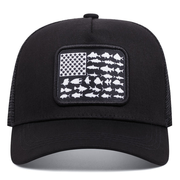 Gorra de béisbol bordada con diseño de estrella de pez, para hombre y mujer, gorra casual para eventos deportivos al aire libre, estilo conductor de camión americano